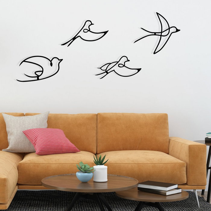 Wallity Hope - Escultura de pared de metal con pájaros en negro